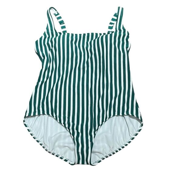 Time And Tru Striped Green And White One-Piece Swimsuit, Size 1X (16W-18W), NWT - Picture 4 of 9